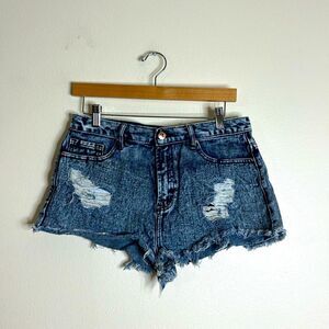 Forever 21 ladies distressed cutoff short denim shorts size 31
